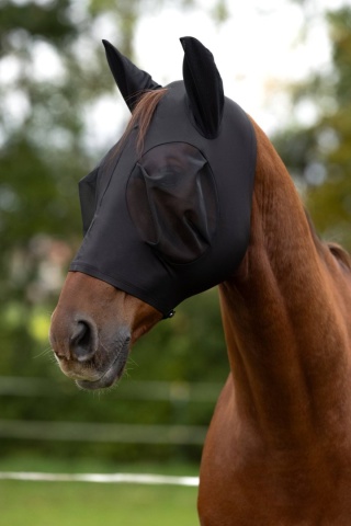 COVALLIERO Maska przeciwowadowa dla konia FINOSTRETCH ZIPPER CZARNY COB