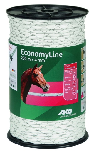 KERBL Linka ogrodzeniowa ECONOMY 200mx4mm BIAŁA