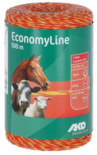 KERBL Plecionka ogrodzeniowa ECONOMY 500 m ŻÓŁTO-POMARAŃCZOWA